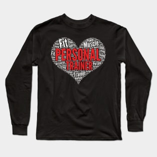 Gym Personal Trainer Heart Shape Exercise Fitness Training graphic Long Sleeve T-Shirt